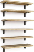 6er Set Schweberegale aus Holz – Rustikale Wandregale für Wohnzimmer, Küche & Schlafzimmer